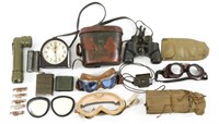 WWII US ARMY NAVY GEAR COMPASS BINOCULARS & MORE