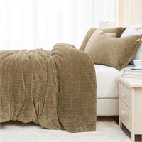 King Comforter set-Leaves Pattern  Khaki (102x90)