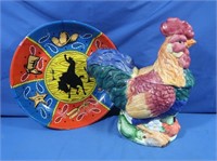 Ceramic Rooster Cookie Jar-Collins(lid cracked) &