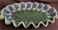 Royal Haeger Ruffled Ceramic Oval Bowl Glazed