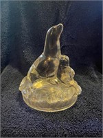 Lead Crystal Momma and Baby Seal Figure