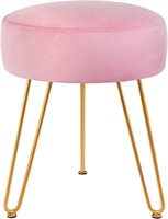 WOLKEN Round Velvet Footrest Stool