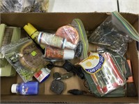 Box of misc hunting supplies