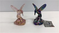 Two Fenton hummingbird figurines, both with