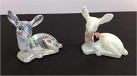 Two Fenton deer.  One is hand painted and signed.