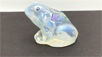 Opalescent Fenton frog, hand painted and signed