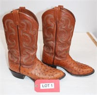 Tony Lama Ostrich Leather Cowboy Boots