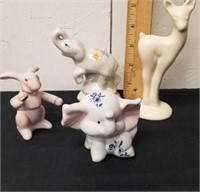Group of elephant deer and rabbit decor made in
