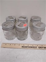Vintage kerr self-sealing mason jars 6 total