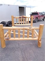 Queen size log bed frame