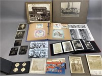 Assorted Vintage Pictures and Albums - Some Tin