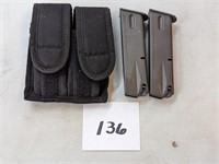 Pair of 9mm Cal Clips and Holster