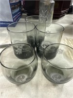 6pc Washington Redskins whiskey / wine glass set