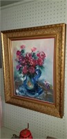 SIGNED FLORAL OIL PAINTING ON CANVAS  21X25