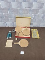 Vintage table tennis set and gate latch