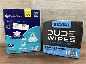 Dude wipes & disposable washcloths