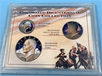 colorized 3 piece bicentennial coin collection