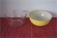 2 Glass Mixing Bowls One is Pyrex