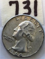 1964D Washington Silver Quarter