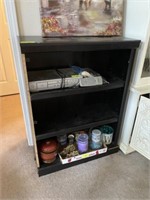 3 tier black  bookshelf (needs repairs)