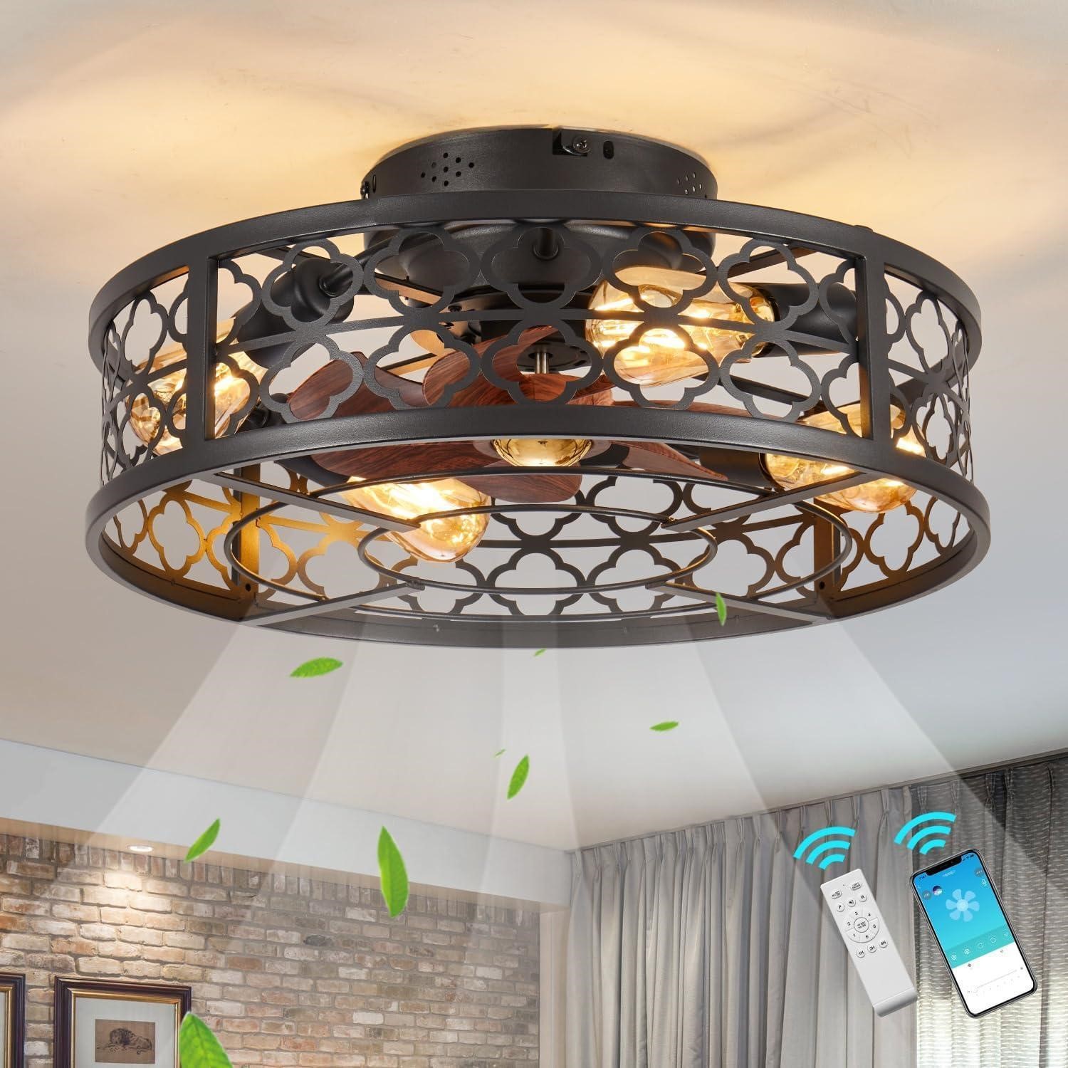 MeZeYo Farmhouse Ceiling Fan & Light