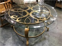 METAL BASED GLASS TOPPED COFFEE TABLE