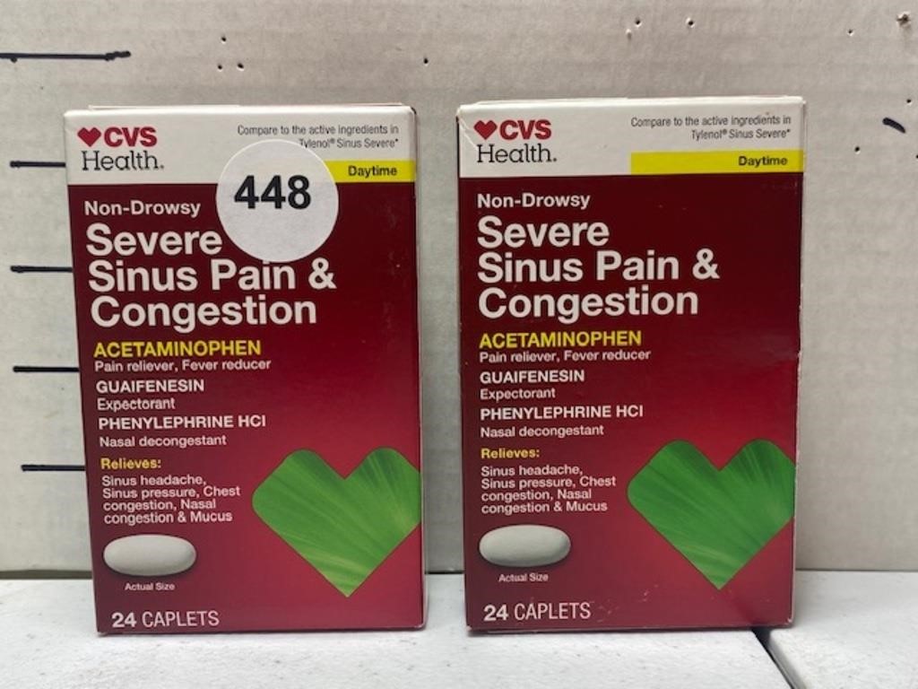 2 Boxes of 24 ct. Non-Drowsy Severe Sinus Pain
