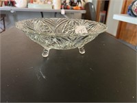 Vtg Clear Glass Footed Bowl