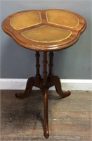 VTG. LEATHER INLAY SMALL ROUND TABLE