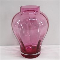 Large Cranberry Art Glass Bouquet Vase 11"