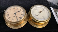 Brass Kelvin Bottomley Barometer & Ships Clock