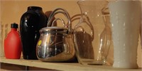Kitchenware incl Tea Pot, Milk Glass Vase, etc.