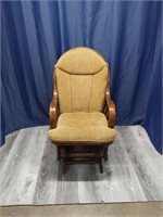 Wood Glider Rocking Chair/Beige Cushion