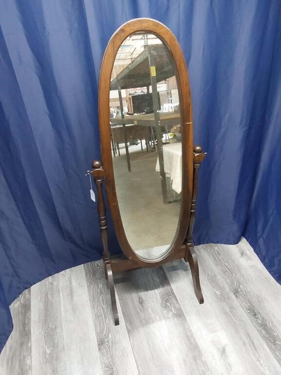 Vtg Full Length Wood Vanity Mirror