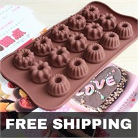 NEW 15 Hole Flower Shape Silicone Chocolate Mold