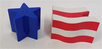 Hard Plastic Red White & Blue Star Stripes Shakers