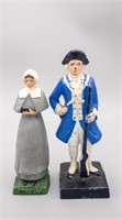PAINTED CAST IRON FIGURES, GEORGE AND PRISCILLA