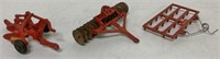 lot of 3 Cast Oliver Toy Plow and Harrows