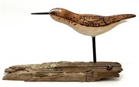 Signed Carved Wood Shore Bird Figure