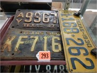 STATE OF TEXAS 1930, 1947 AND 1956 LICENSE PLATES
