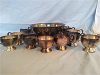 Silver plated miniature punch bowl with 12 cups