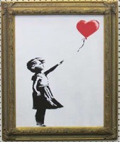 Girl w/Heart Balloon by Banksy *On Canvas