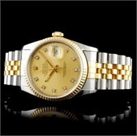 36mm Rolex DateJust Diamond Watch YG/SS