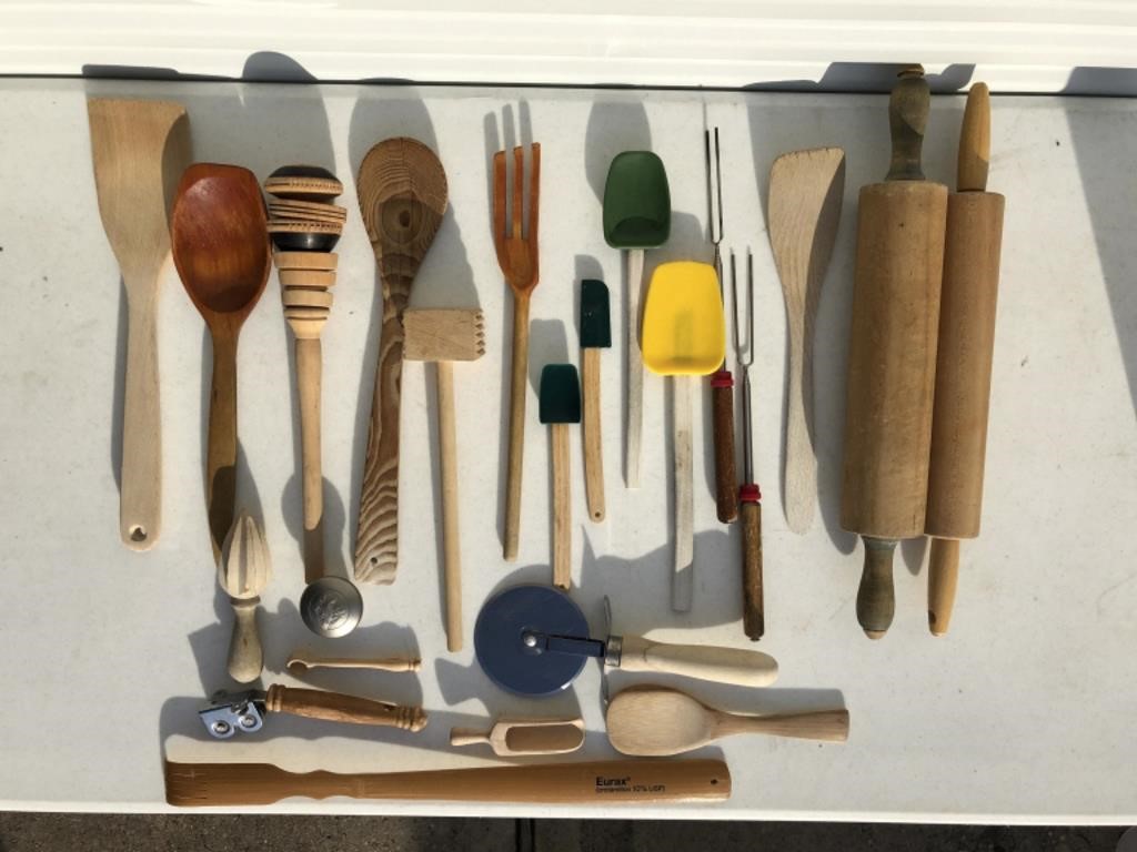 Vintage Rolling Pins, Wood Cooking Utensils & More