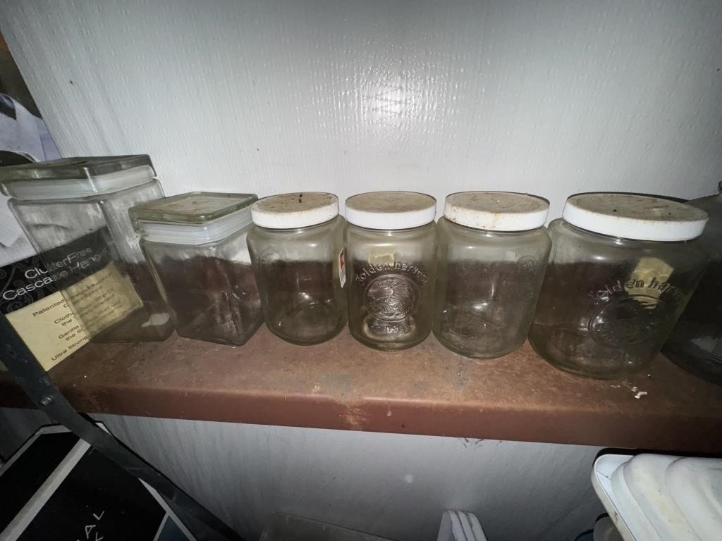 LOT OF GLASS JARS AND CANISTERS