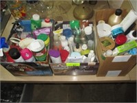 3 boxes w/misc lotions and cleaning supplies