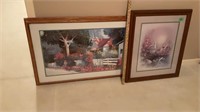Two large wood frame paintings