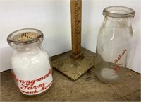 Sunnymede and Audrain Dairy milk bottles
