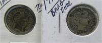 92) Barber Silver Dimes. 1912 Nice-Toning, 1912-D