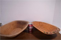 Two Vintage Wooden Dough Bowls